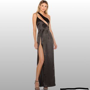 h:ours Fabiana Gown Maxi Black Noir Satin XS